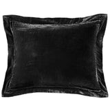 Stella Faux Silk Velvet Flanged Dutch Euro Pillow in Black color from HiEnd Accents