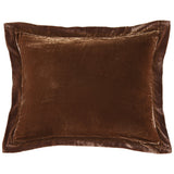 Stella Faux Silk Velvet Flanged Dutch Euro Pillow in Copper Brown color from HiEnd Accents