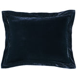 Stella Faux Silk Velvet Flanged Dutch Euro Pillow in Midnight Blue color from HiEnd Accents