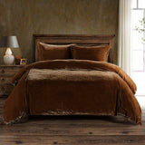 Stella Faux Silk Velvet Duvet Cover Set in Copper Brown color from HiEnd Accents