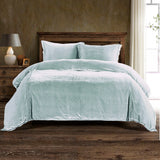 Stella Faux Silk Velvet Duvet Cover Set in Icy Blue color from HiEnd Accents