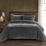 Stella Faux Silk Velvet Duvet Cover Set in Dark Slate color from HiEnd Accents