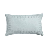 Stella Faux Silk Velvet Embroidered Lumbar Pillow in Icy Blue color from HiEnd Accents