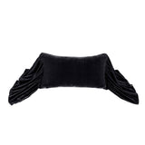 Stella Faux Silk Velvet Long Ruffled Pillow in Black color from HiEnd Accents