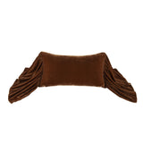 Stella Faux Silk Velvet Long Ruffled Pillow in Copper Brown color from HiEnd Accents