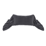 Stella Faux Silk Velvet Long Ruffled Pillow in Dark Slate color from HiEnd Accents