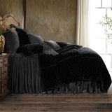 Stella Faux Silk Velvet Bedspread Set in Dark Slate color from HiEnd Accents