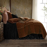 Stella Faux Silk Velvet Bedspread in Black with Stella Faux Silk Velvet Quilt in Copper Brown from HiEnd Accents