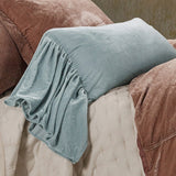 Stella Faux Silk Velvet Long Ruffled Pillow in Icy Blue color from HiEnd Accents