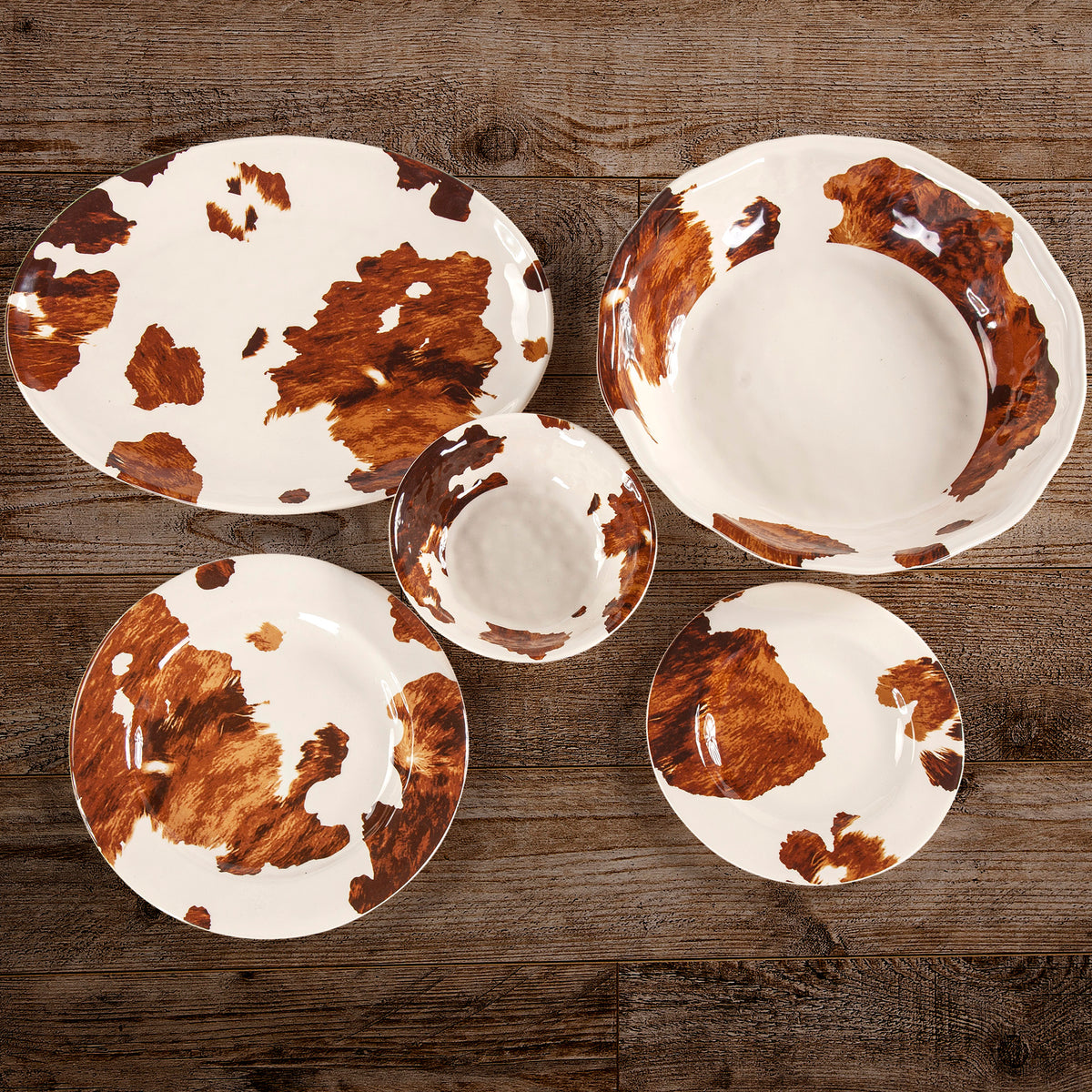 Elsa Cowhide melamine dinnerware
