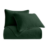 Stonewashed Cotton Velvet Quilt Set - Emerald