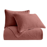 Stonewashed Cotton Velvet Quilt Set - Salmon