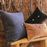 Western Suede Antique Silver Concho & Studded Pillow from HiEnd Accents