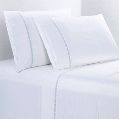 Laurel Embroidered Border 350TC Cotton Sateen Sheet Set